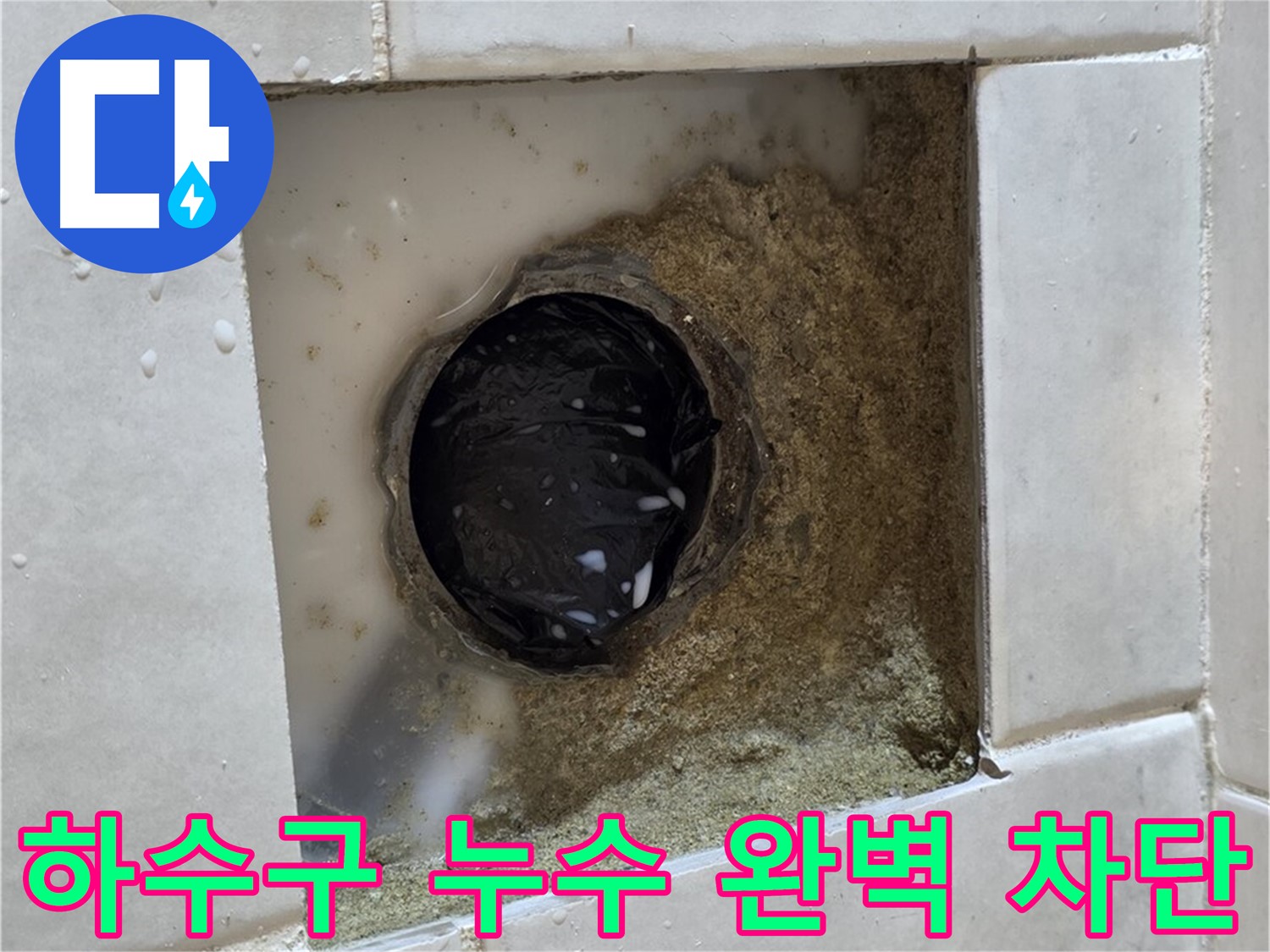과천 문원동 욕실 하수구 누수 - 젖어있는 하수구 주변, 완벽한 차단으로 속 시원하게 해결