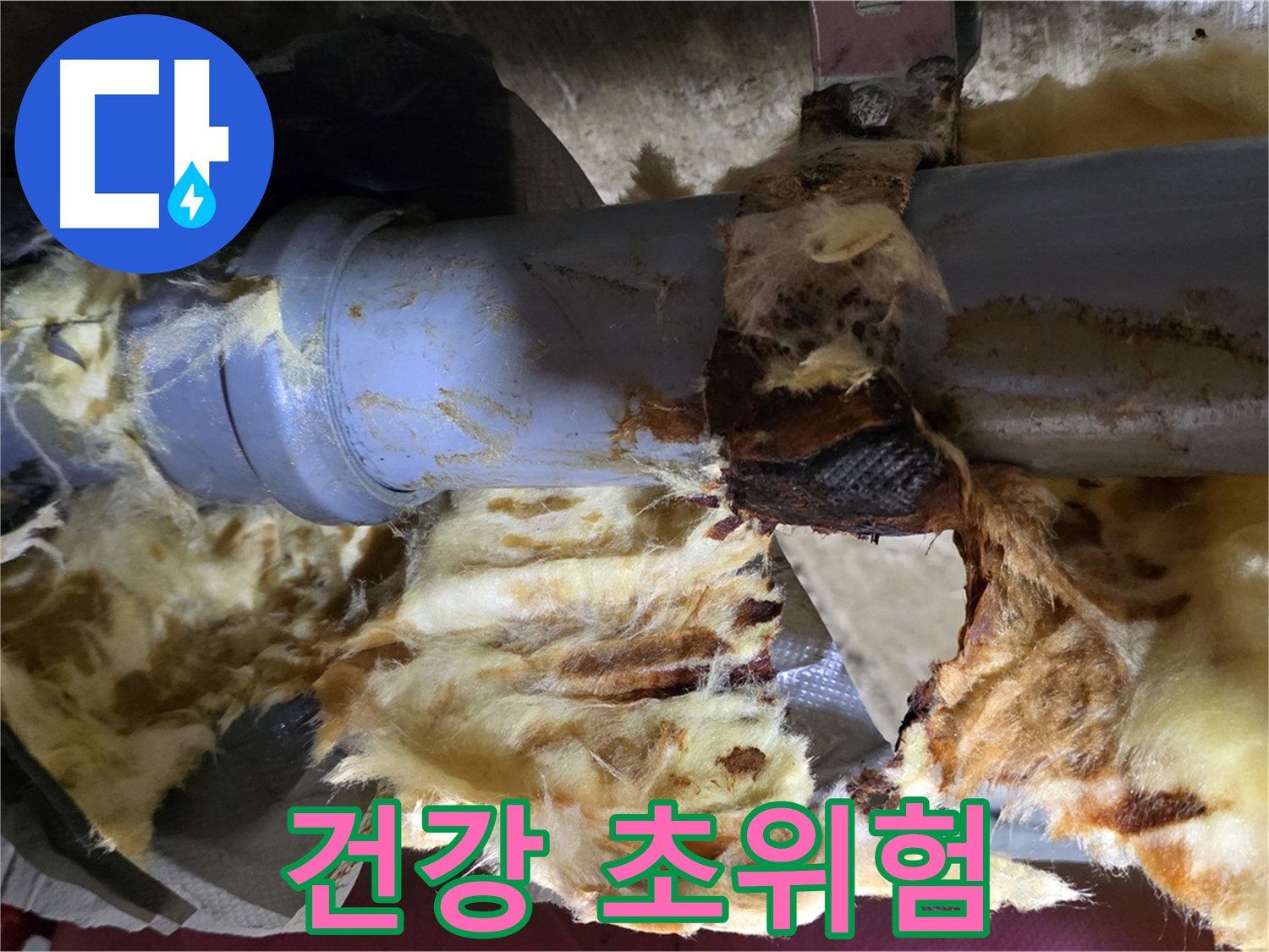 남양주 두산아파트 누수 - 배관 누수로 인해 젖은 단열재에 곰팡이가 슬어 곰팡이 포자가 확산되어 건강에 초위험 상황입니다.