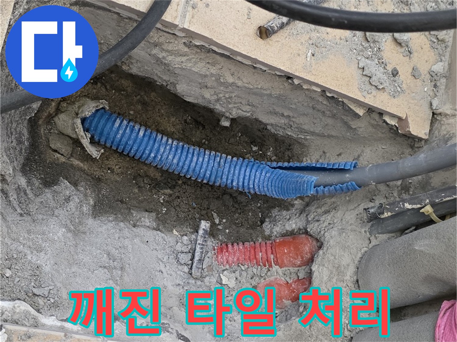 삼숭동 양주자이아파트 누수 - 깨진 타일 조각 깔끔하게 처리