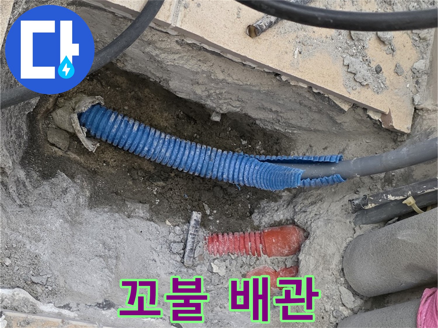 양주 삼숭동 자이아파트 누수 - 굴착 후 드러난 꼬불꼬불한 배관