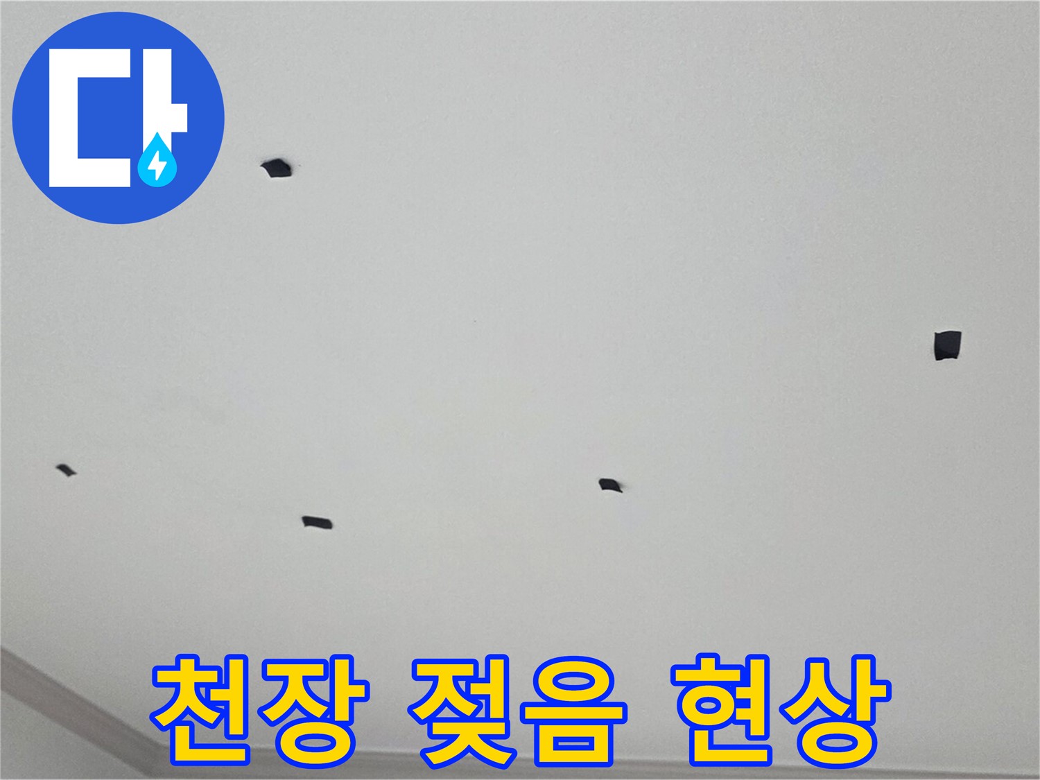 인천 논현동 아파트 천장 젖음 현상 - 누수 진행 상태를 보여주는 명확한 증거