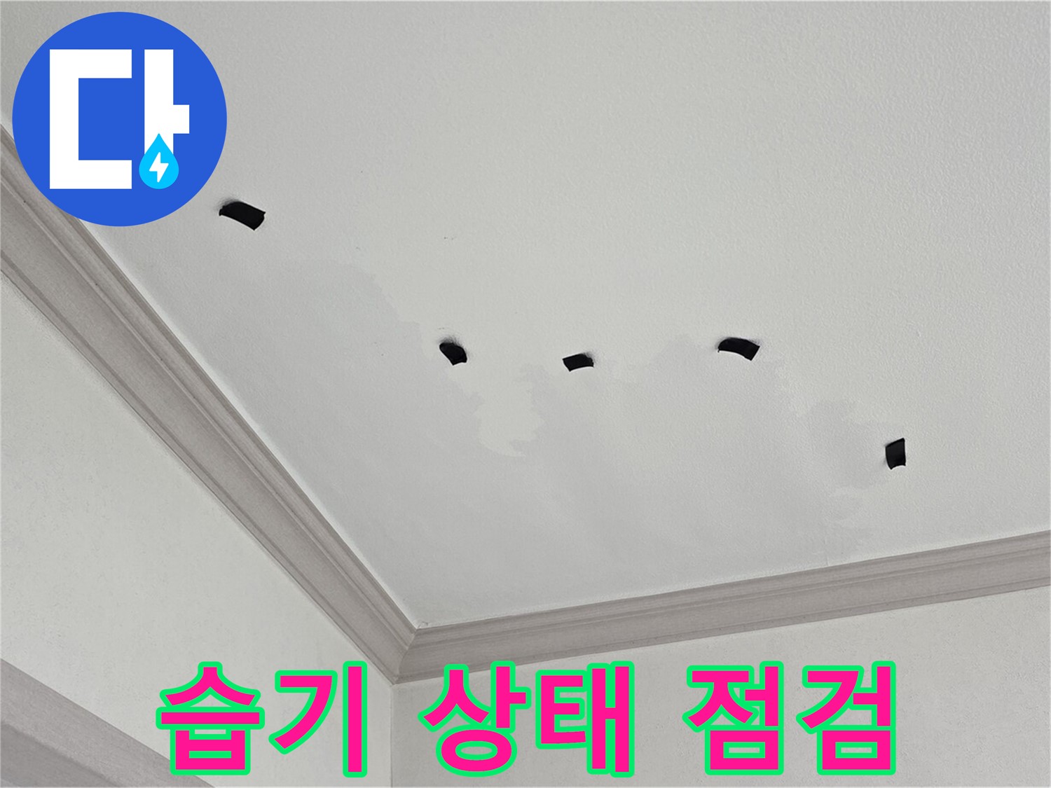천장 내부 습기 상태 점검 - 누수 진행 정도 확인