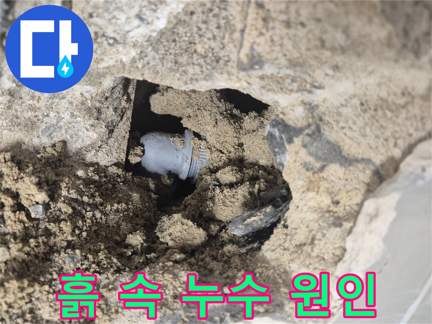 성북구 하월곡동 래미안월곡아파트 누수 - 흙 속에 숨겨진 배관 연결 부위의 누수 원인을 찾고 있습니다.