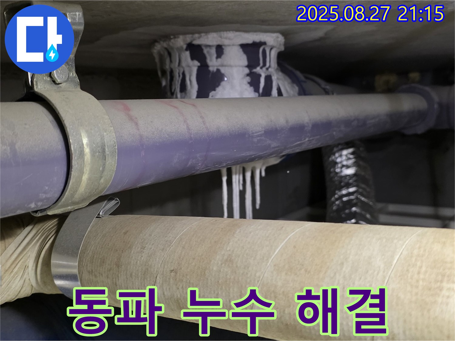 성남 분당 산운마을 6단지 아파트 - 겨울철 하수관 동파 누수 긴급 해결