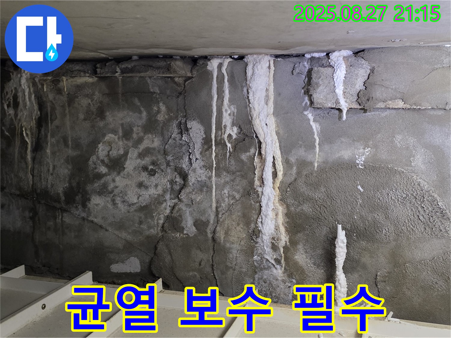 성남 분당 운중동 산운마을6단지 콘크리트 누수 - 균열 보수가 필수적인 상황입니다