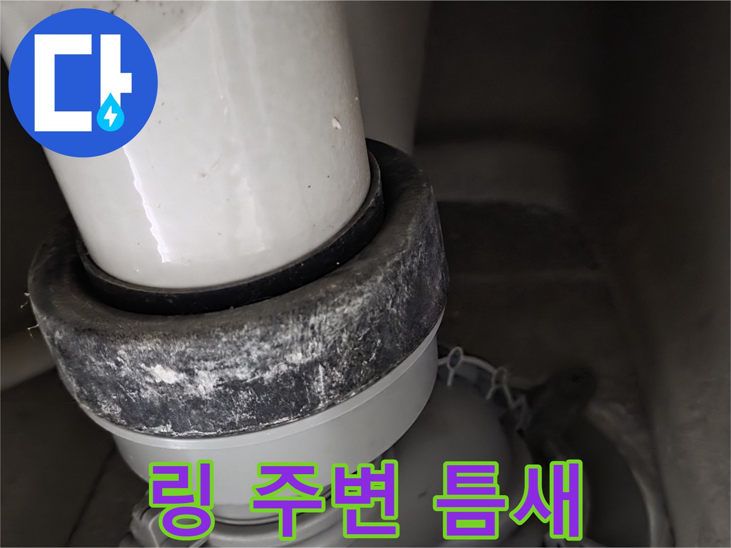 성남시 분당구 운중동 산운로 변기 누수 - 링 주변 틈새 확인