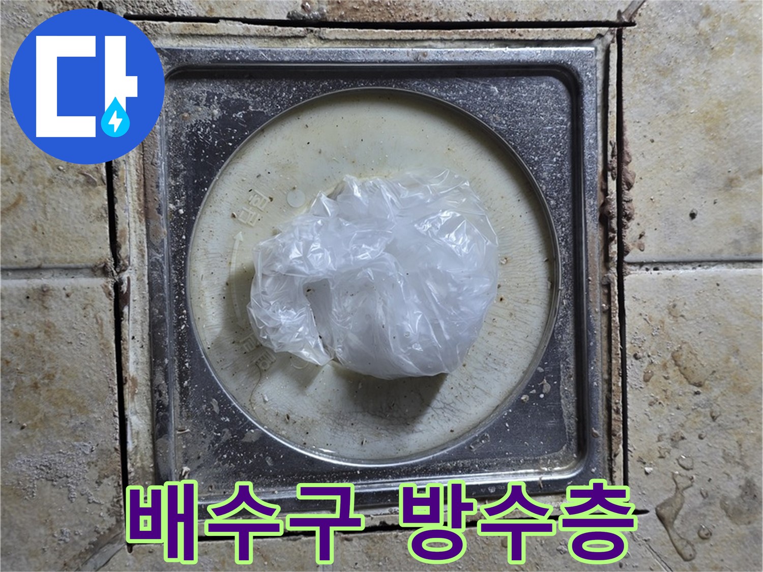 욕실 배수구 방수층 손상 - 누수 위험 진단
