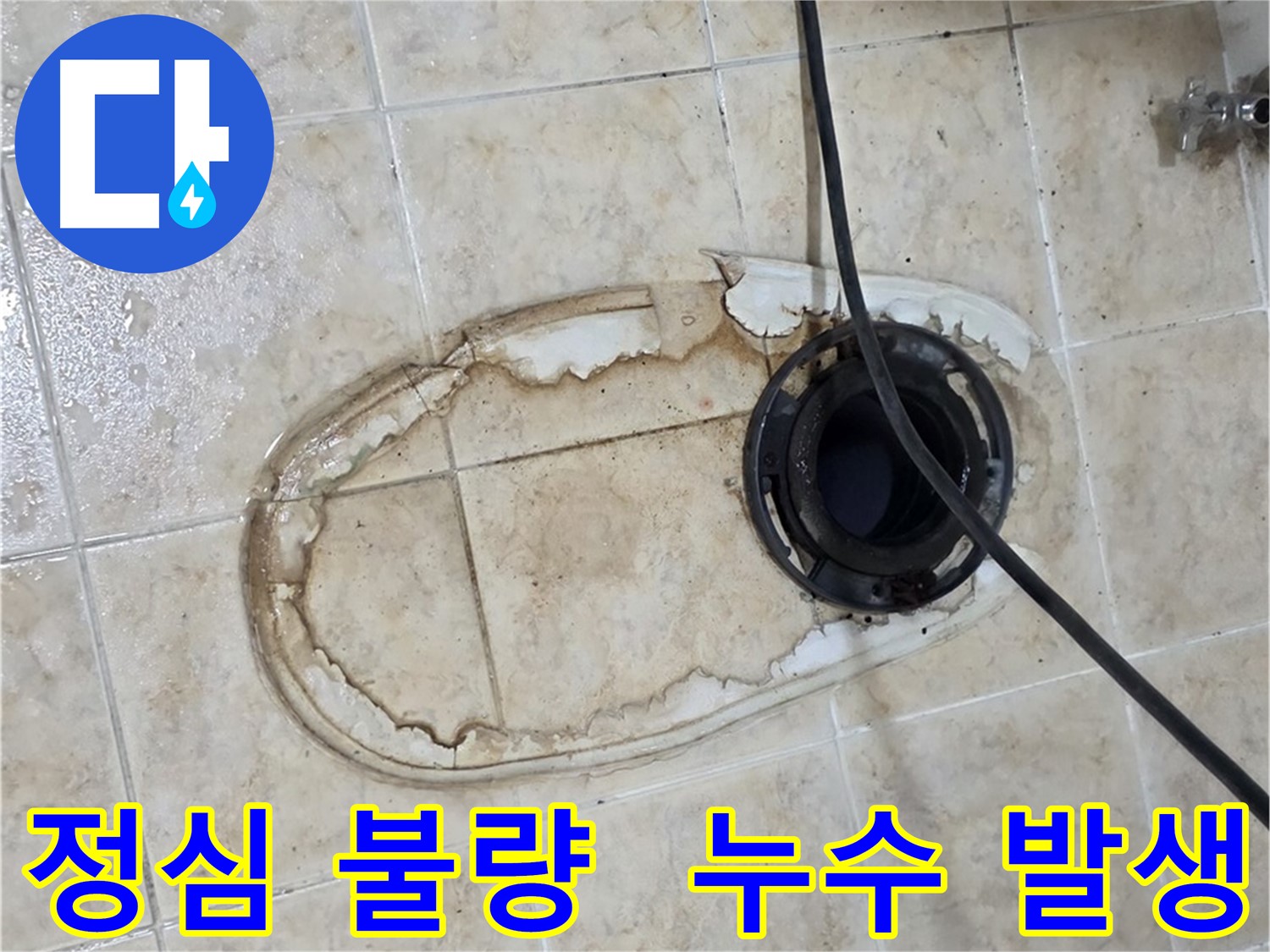 변기 누수 - 정심 불량으로 인한 누수 발생