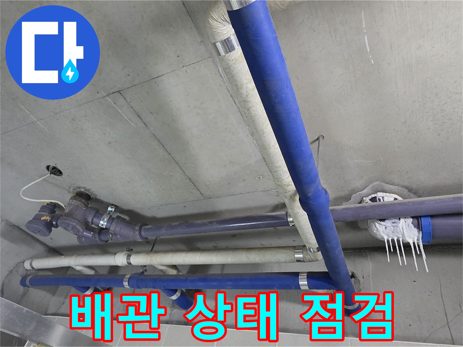 배관 상태를 꼼꼼하게 점검하는 모습 - 누수 예방의 첫걸음입니다.