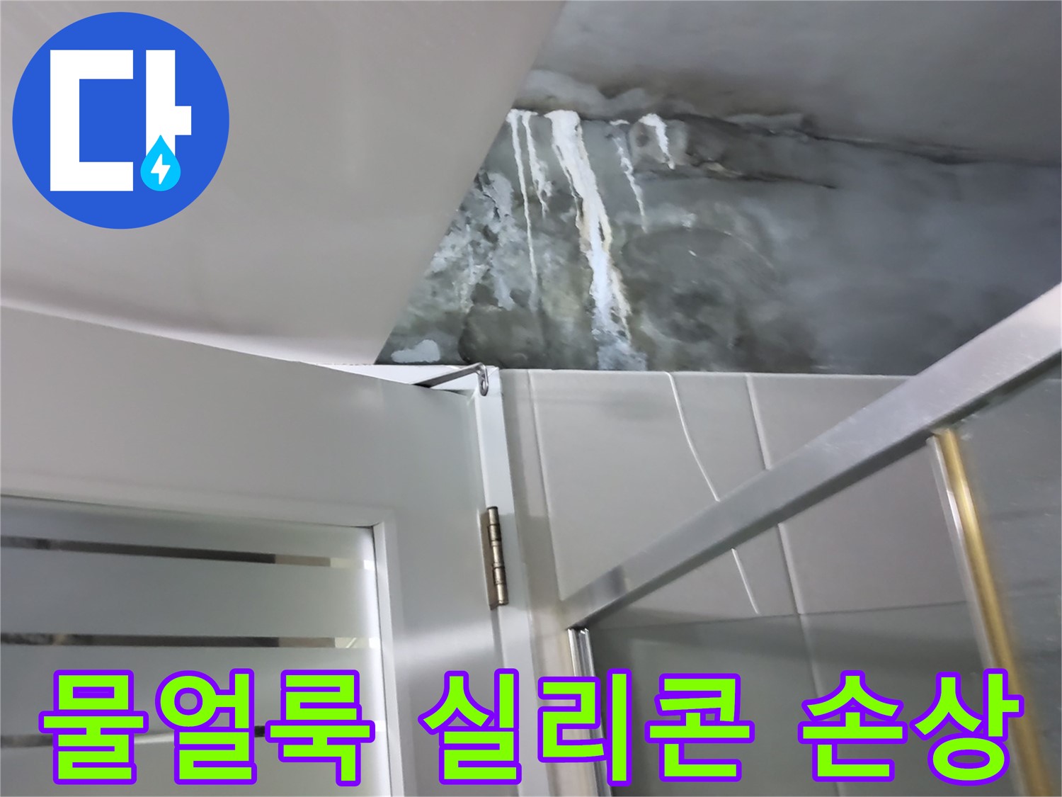 분당 산운로 아파트 샤워부스 벽면의 심각한 물얼룩과 실리콘 손상 집중 확인 - 누수 원인 진단