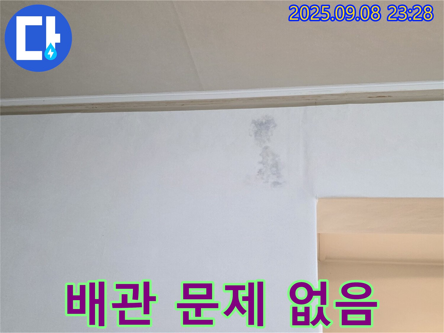 내시경 검사 결과 - 하수, 오수 배관에도 특별한 문제는 발견되지 않았습니다.