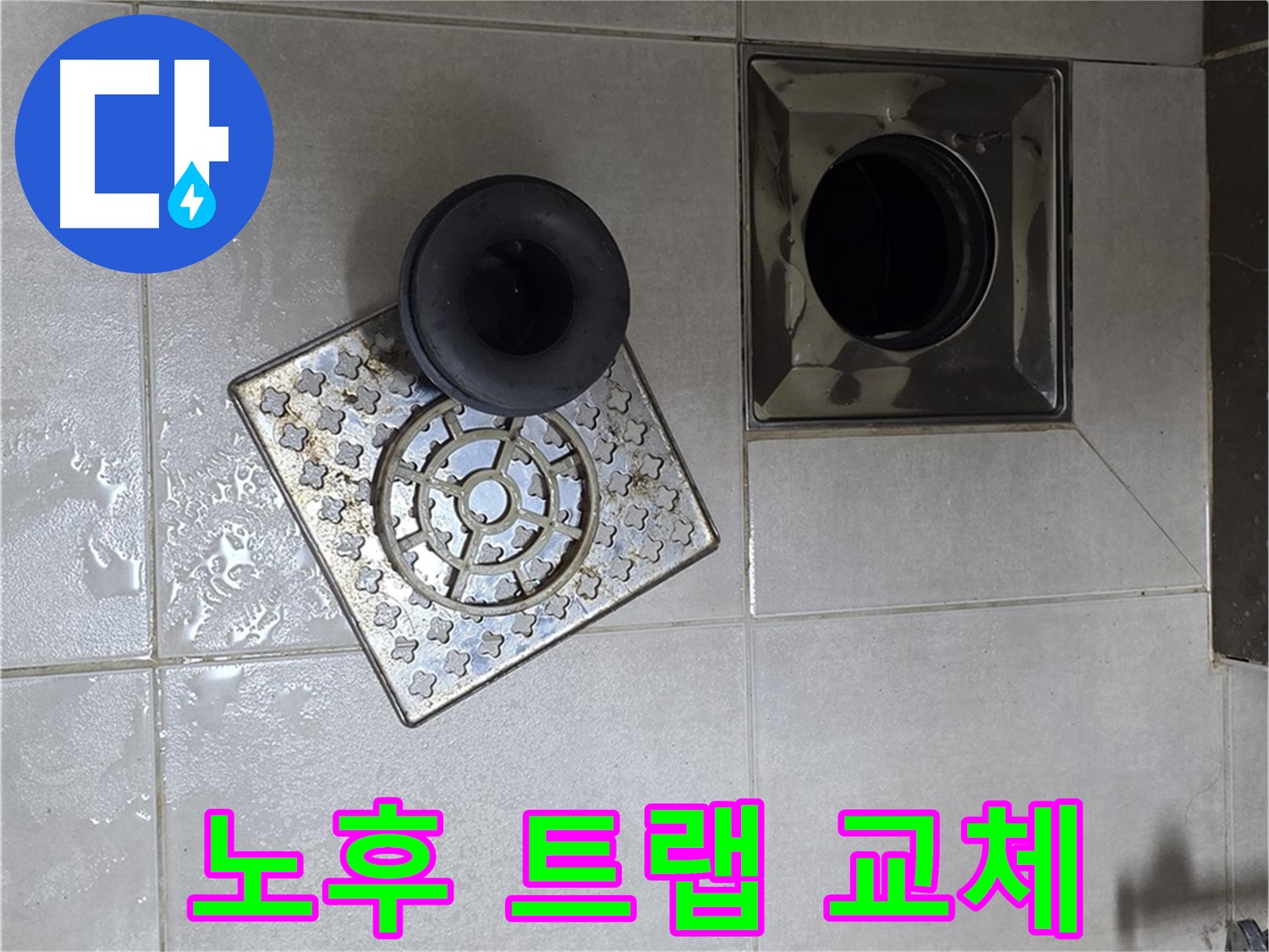 양주 옥정동 율정마을 아파트 - 욕실 바닥 누수 해결, 노후 배수구 트랩 교체