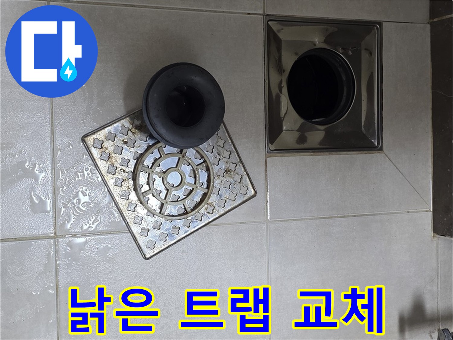 양주 옥정동 율정마을 아파트 - 욕실 배수구 누수, 낡은 트랩은 새 트랩으로 교체