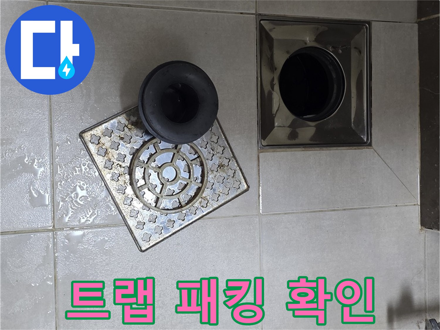 옥정 율정마을 아파트 - 욕실 배수구 누수, 트랩 고무 패킹 상태 확인