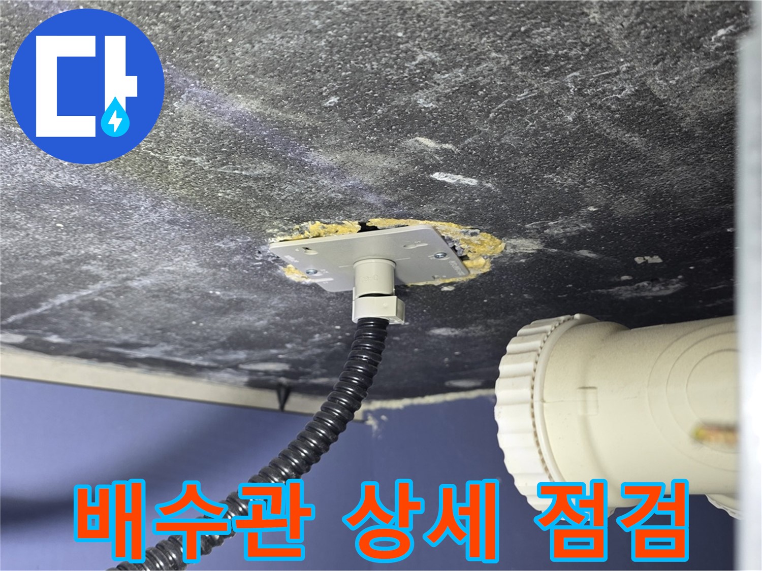 운정어반프라임 싱크대 누수 - 배수관 연결부 상태를 상세하게 점검하는 모습