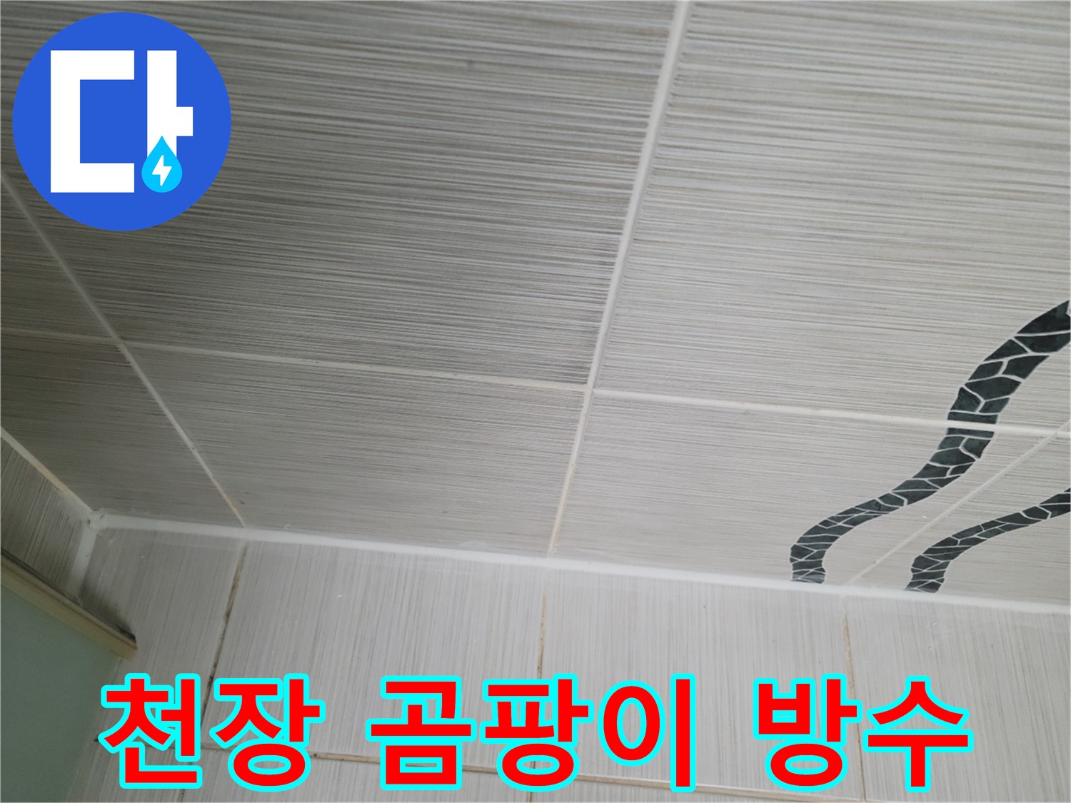 동두천 누수 - 욕실 천장 타일 곰팡이를 제거하고 방수 작업을 진행하여 누수를 막습니다.