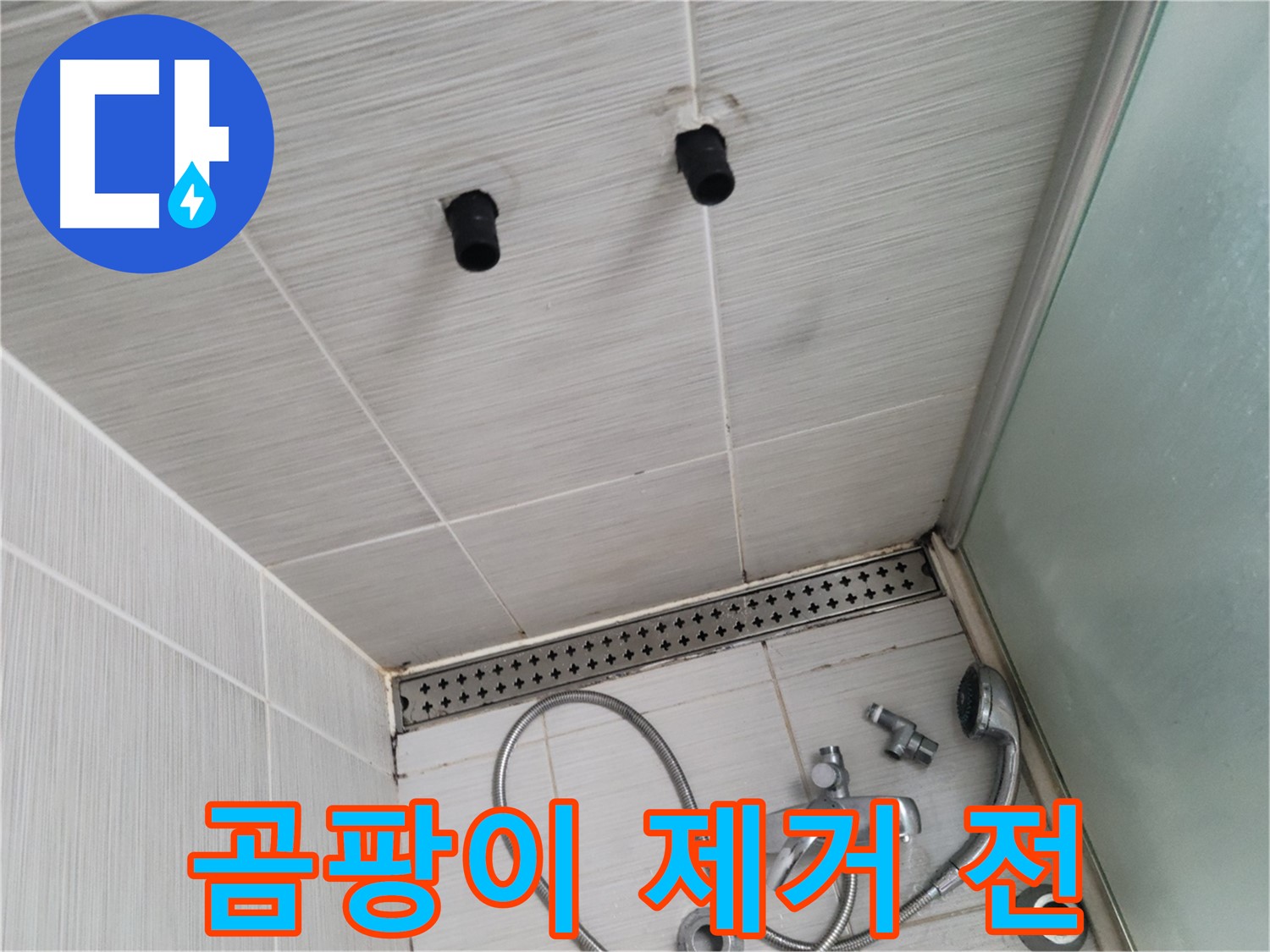 동두천 신창동 - 샤워기 주변 타일 틈새 곰팡이 제거 작업 전 - 깨끗한 욕실을 위한 준비!