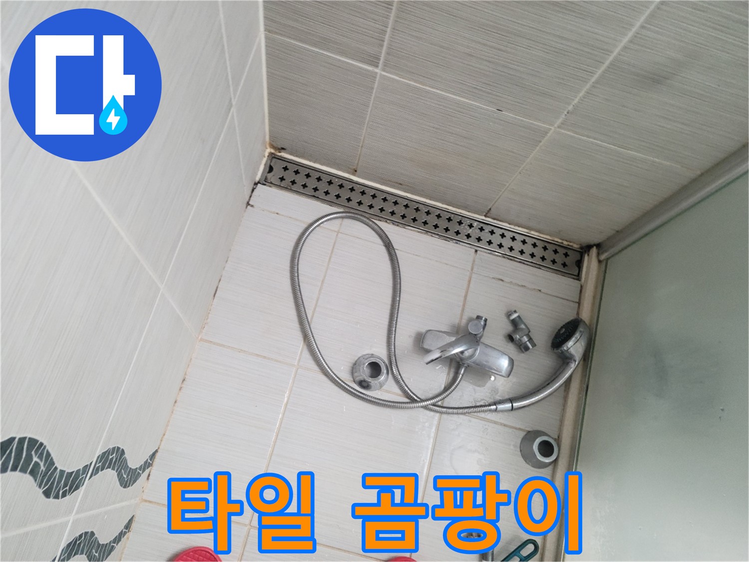 샤워기 수전 주변 타일 틈새 곰팡이 심각 - 건강 위협