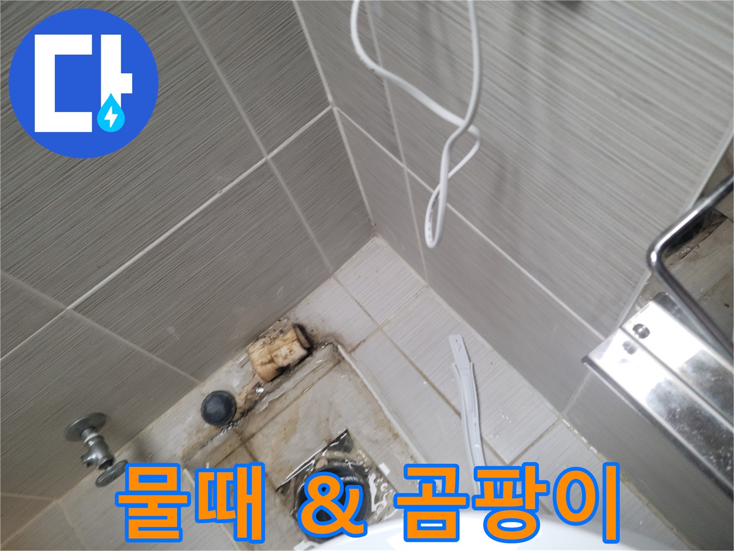 주택 욕실 하수구 주변 - 물때와 곰팡이