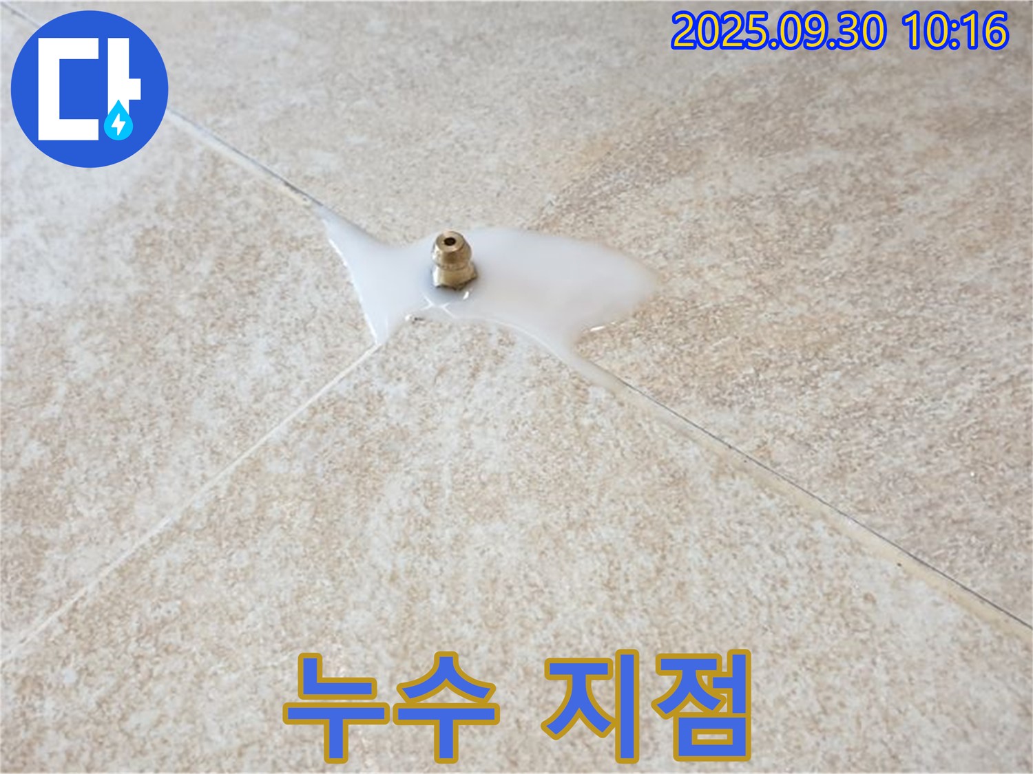 광적면 석우리 누수 현장 - 정확하게 탐지된 누수 지점을 보여주는 사진입니다.