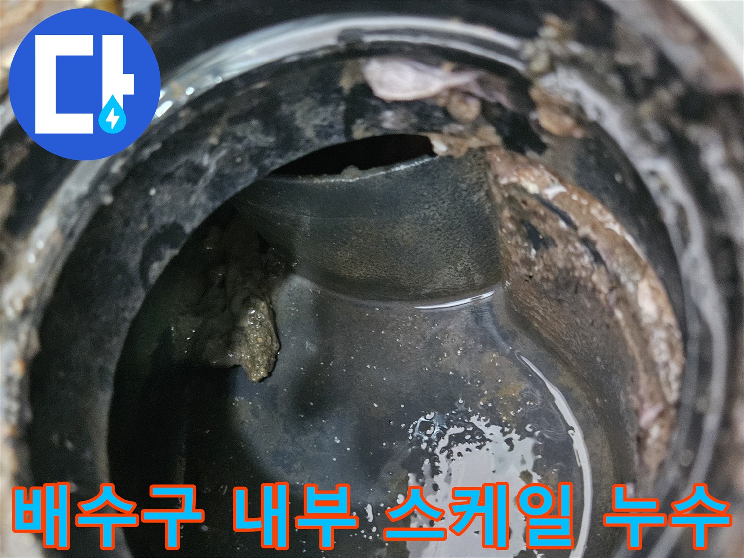 배수구 내부 스케일 - 누수 유발의 주범