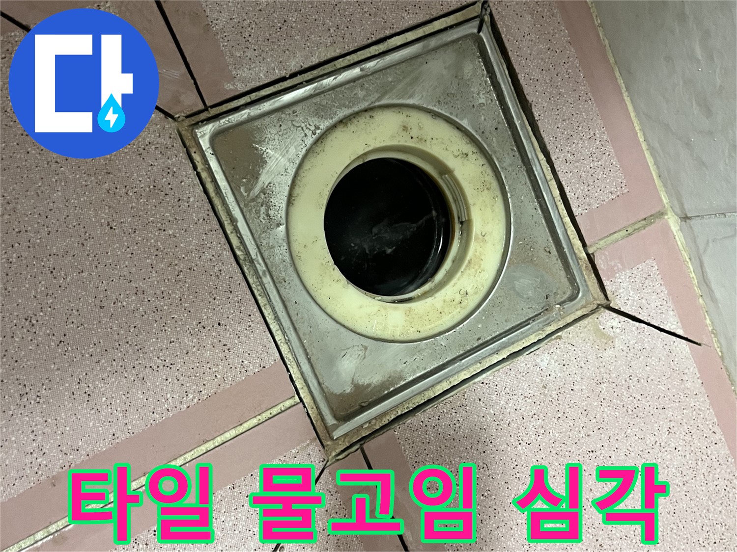 독산동 형제빌 화장실 유가 주변 타일 틈새 물고임 확인 - 누수 징후