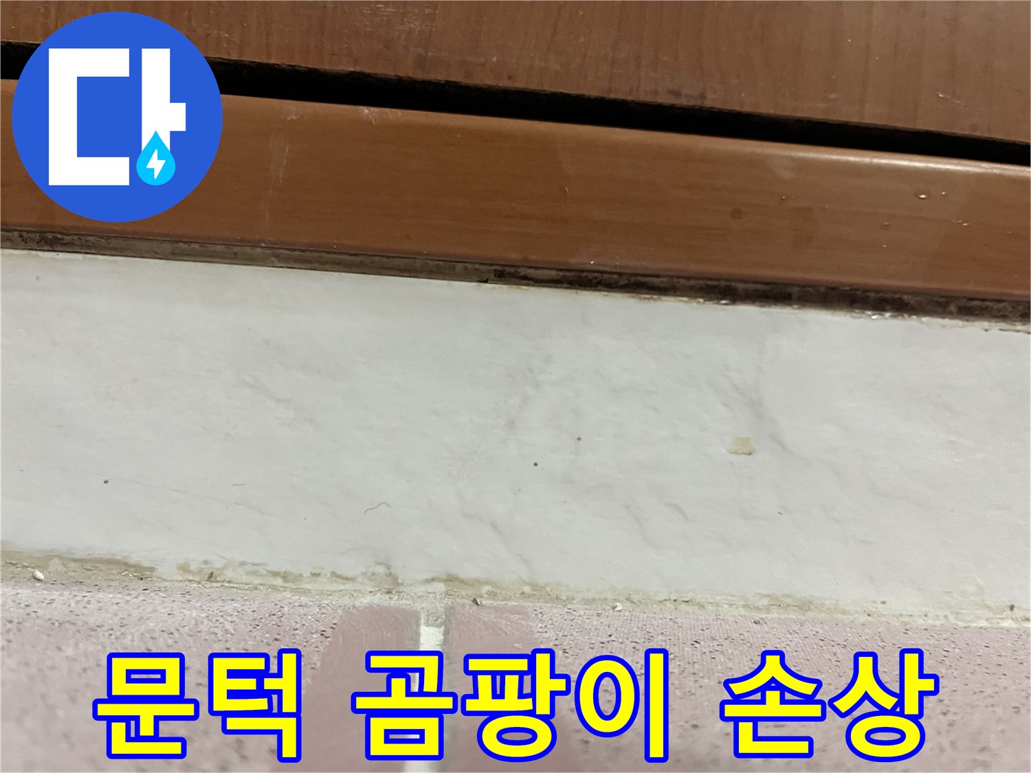 형제맨션빌 누수 - 문턱 아래 타일 틈새 곰팡이와 백시멘트 손상