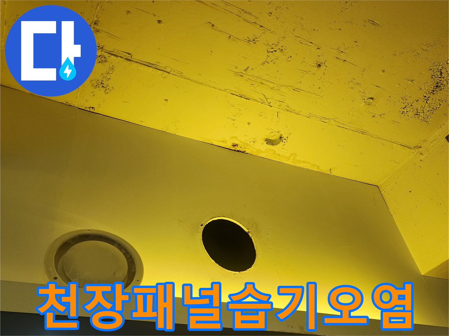 하패리 상가 천장 - 습기로 인한 패널 변색 현상
