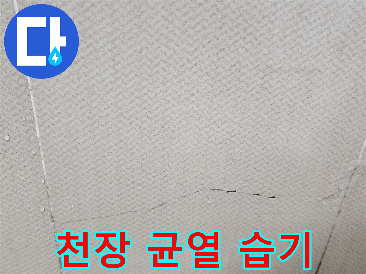 천장-타일-균열-부위의-축축한-습기-상태