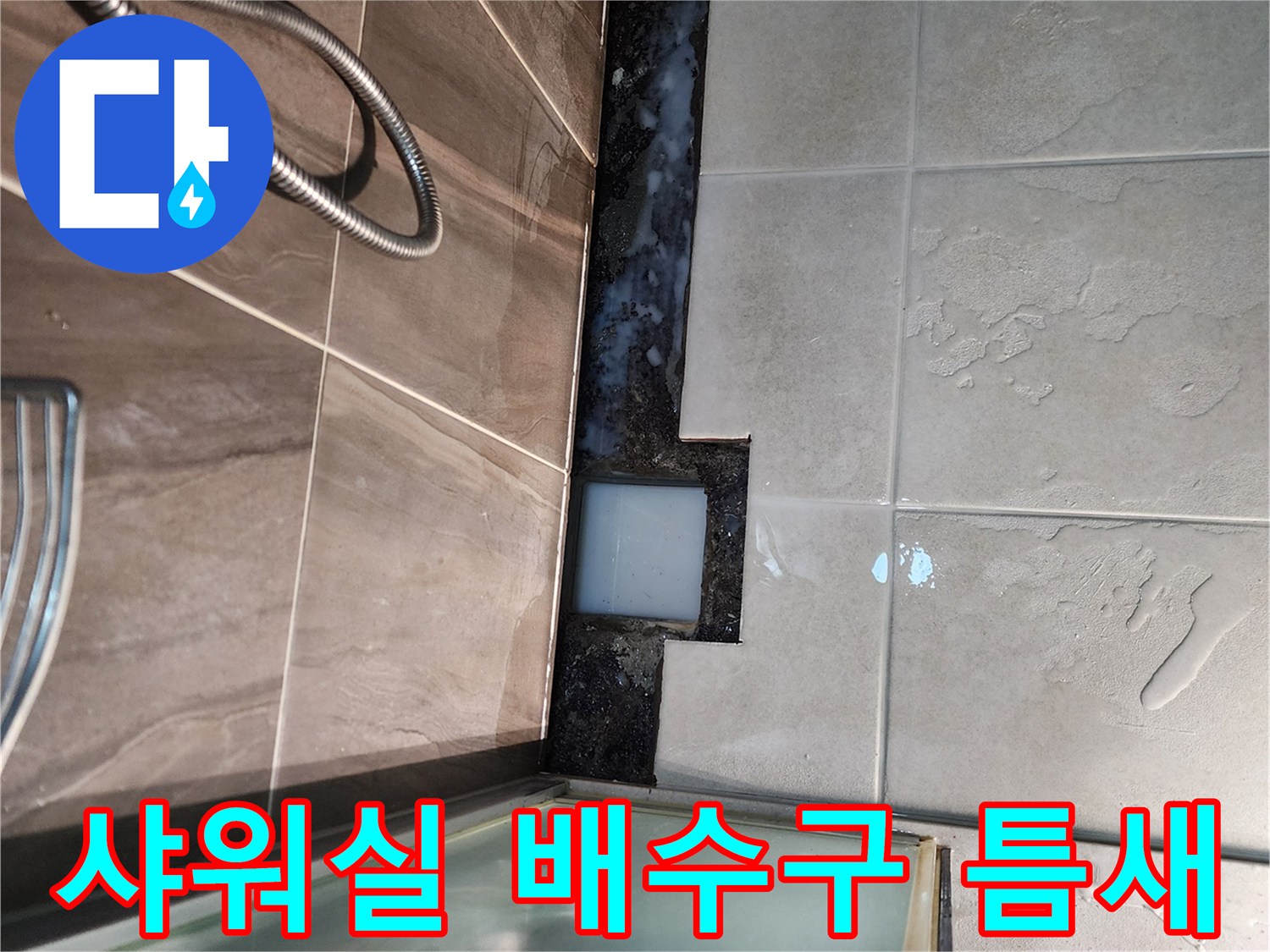 의정부 신곡동-샤워실 배수구 주변 타일 틈새 현황