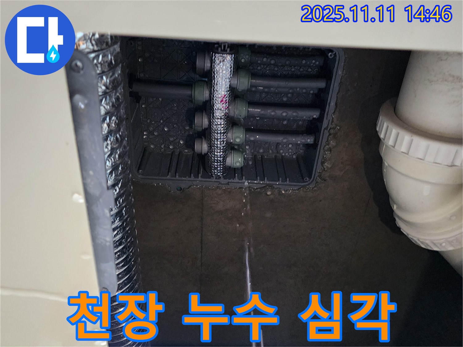 천장 누수 - 물 떨어짐