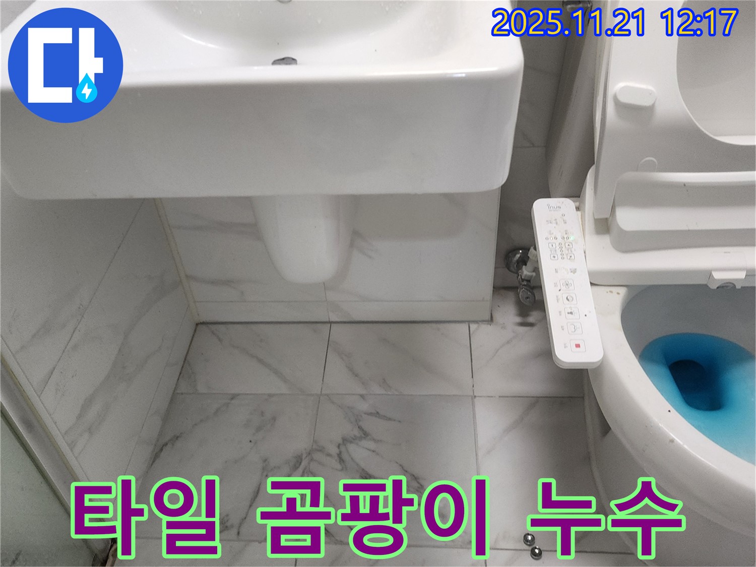 포천 가산리 세면대와 변기 뒤 타일 곰팡이 - 전문적인 누수 점검과 곰팡이 제거를 약속드립니다.