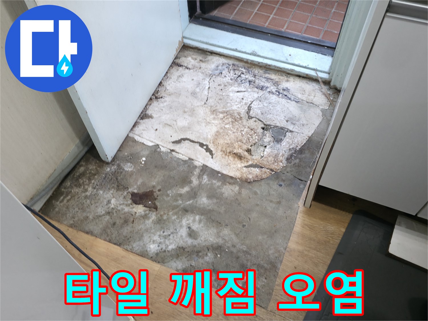 서초구 서초2동 누수 현장 - 깨지고 오염된 현관 타일 - 누수로 인한 손상 가능성