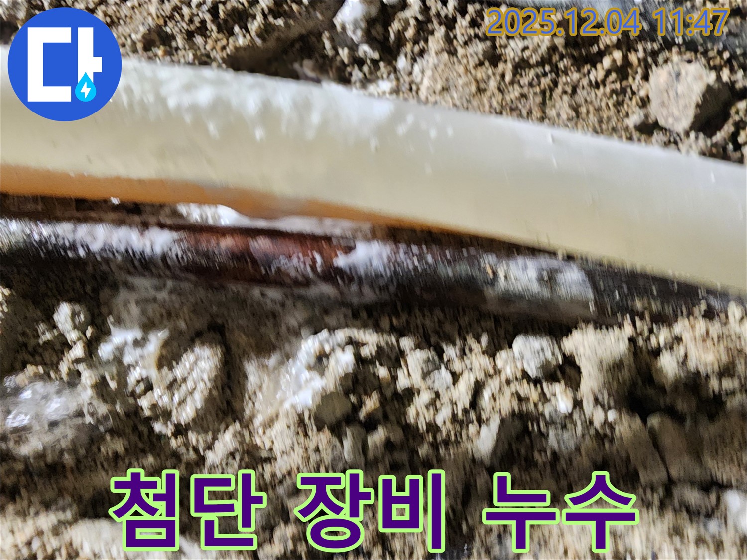 포천시 일동면 기산리 누수 현장 - 첨단 장비를 사용하여 누수 지점을 탐지하는 모습입니다.