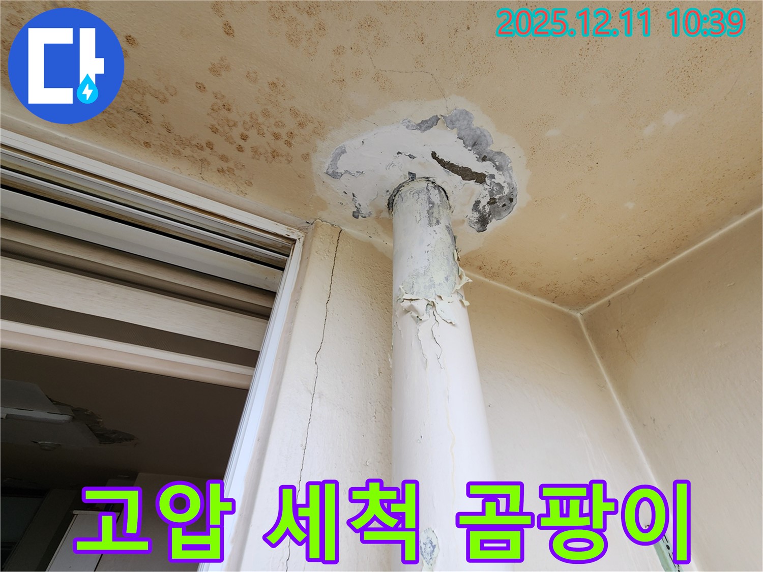 베란다 천장 누수 - 고압 세척 - 곰팡이 제거