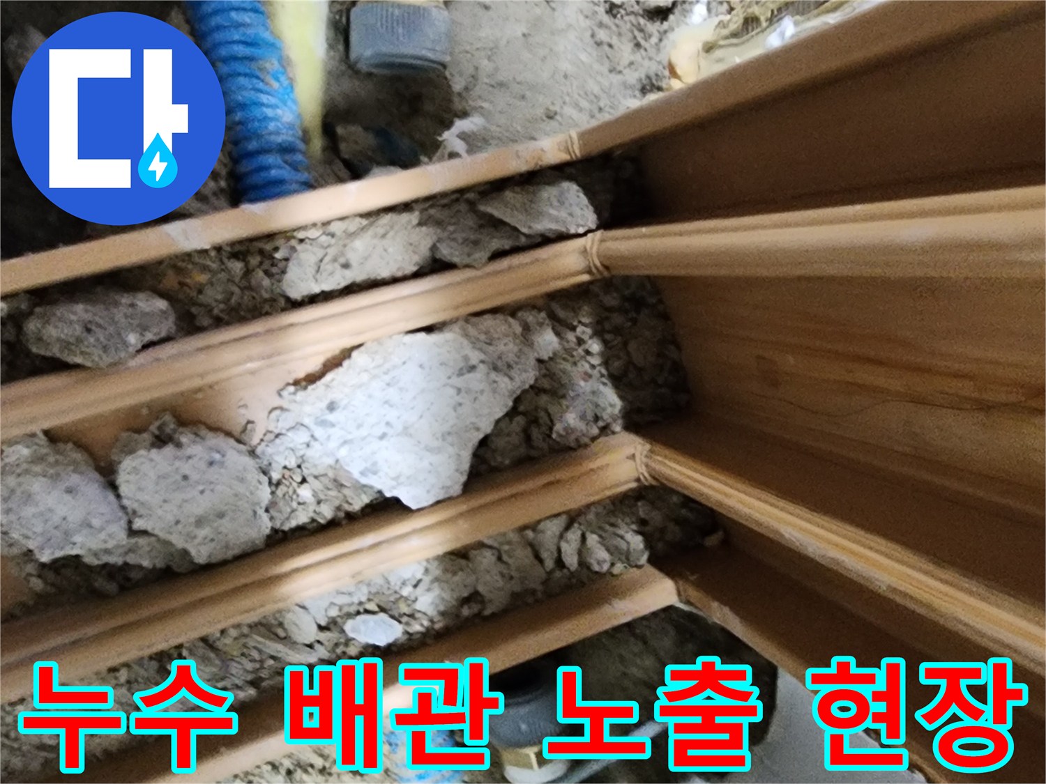 영북 누수 현장-배관 주변 토양 젖음 확인