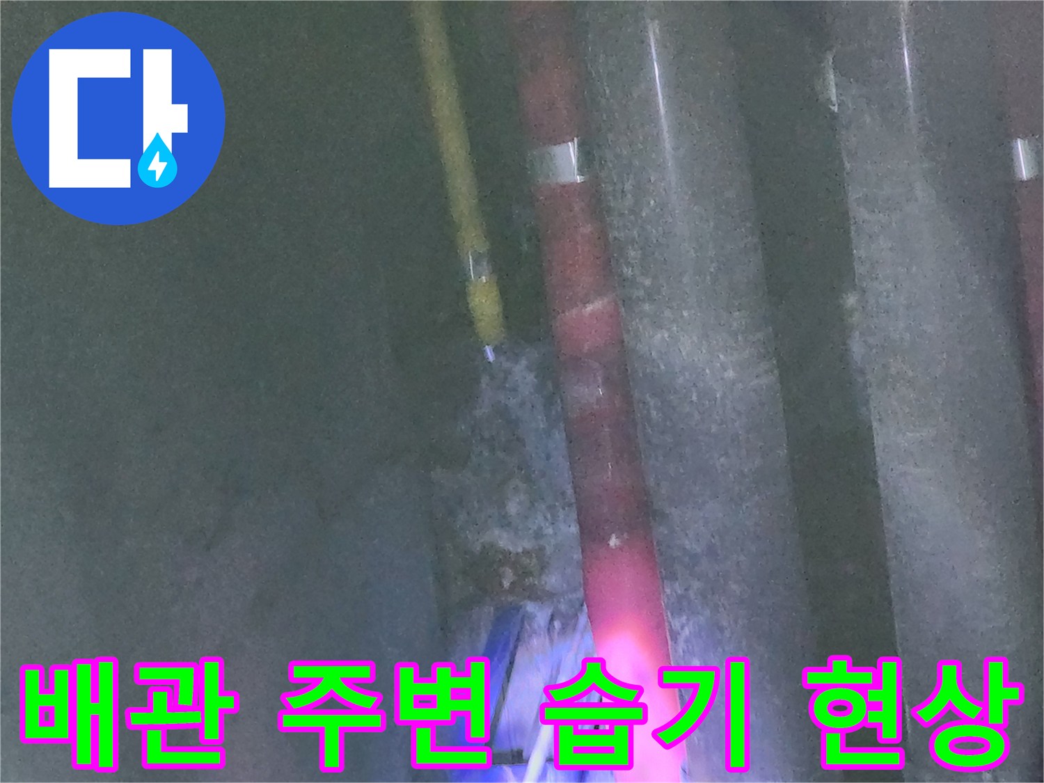 싱크대-밑-배관-주변의-습기-및-물샘-흔적
