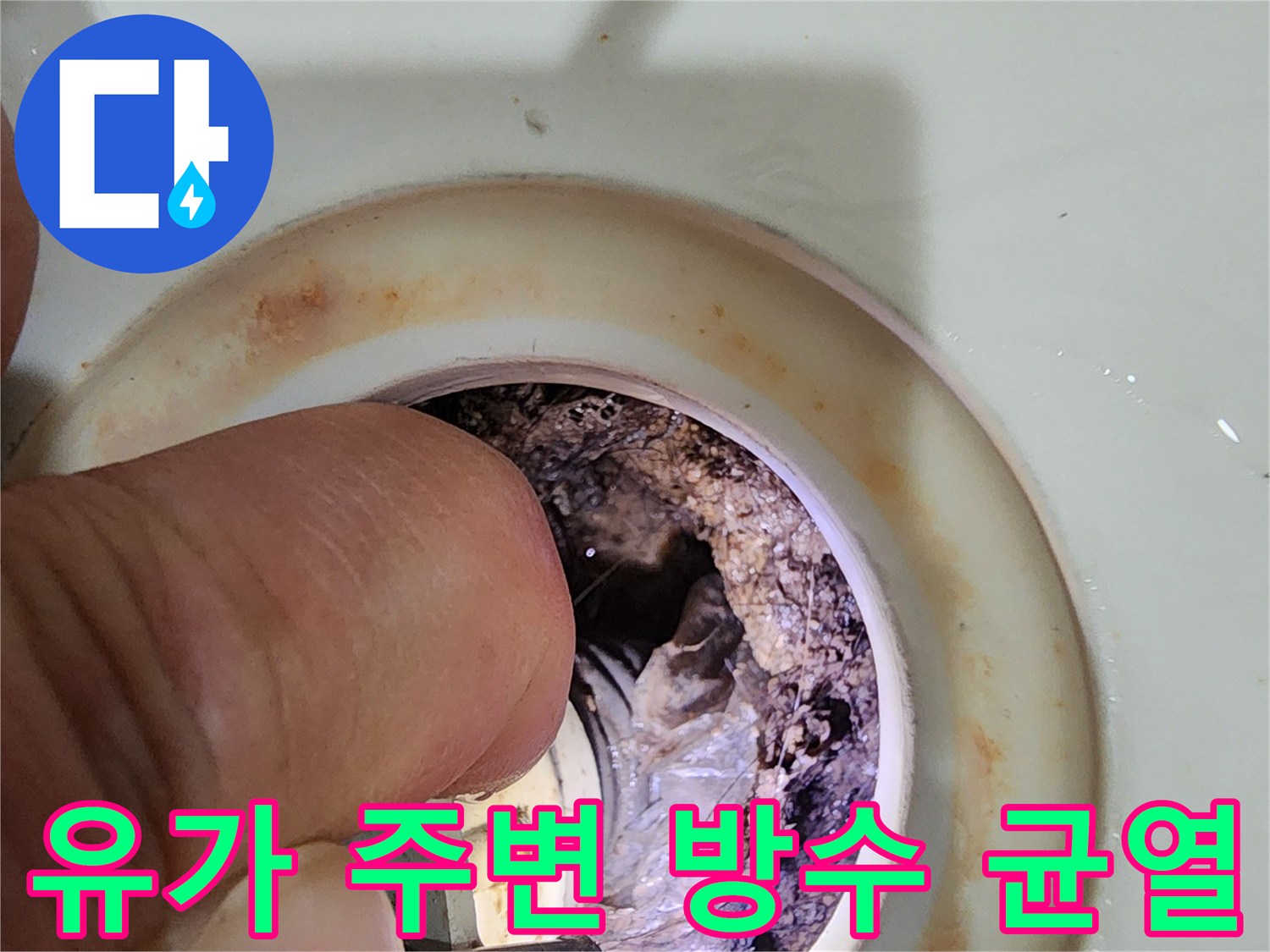 욕실-배수구-주변-방수층-균열-및-오염-상태