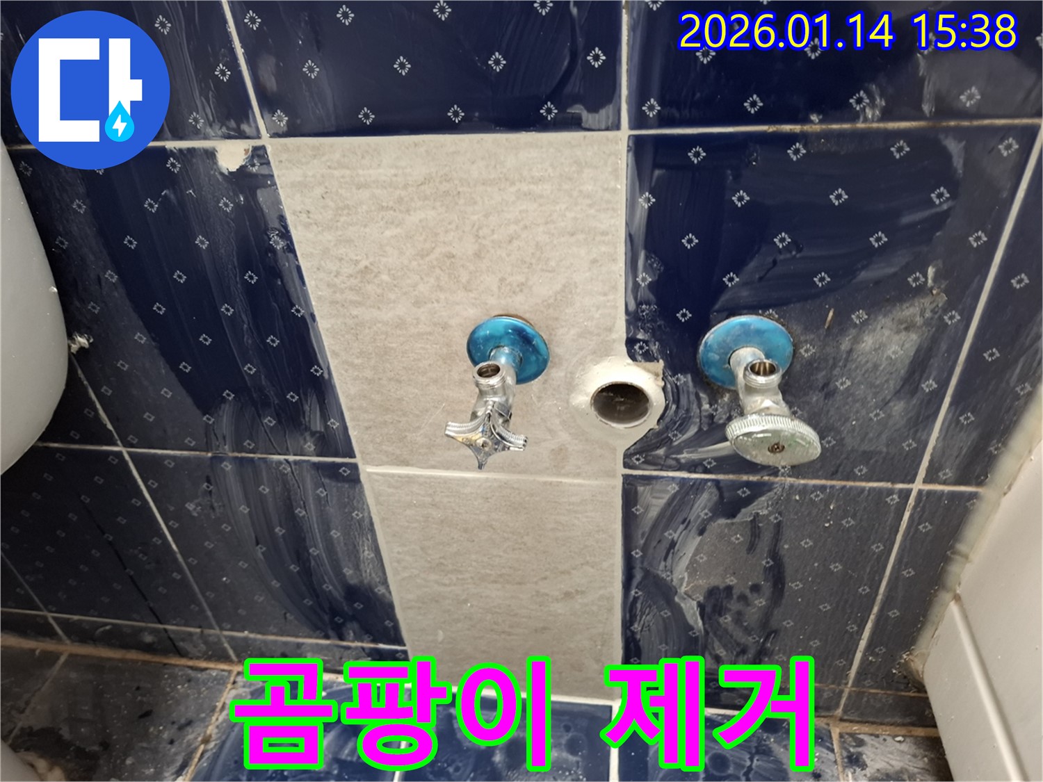 능곡동 욕실 수도꼭지 교체 후 벽면 곰팡이 제거 - 곰팡이 제거제로 깨끗하게 제거 - 곰팡이 방지 코팅 서비스