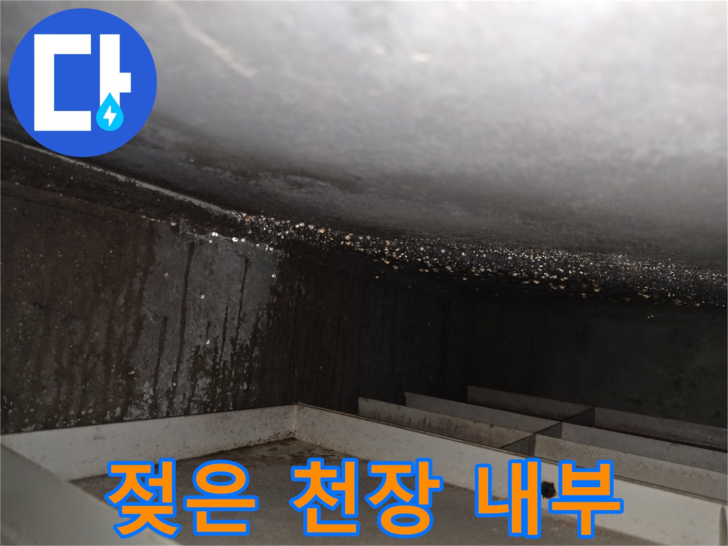 천장-슬래브-표면의-습윤한-상태와-물방울