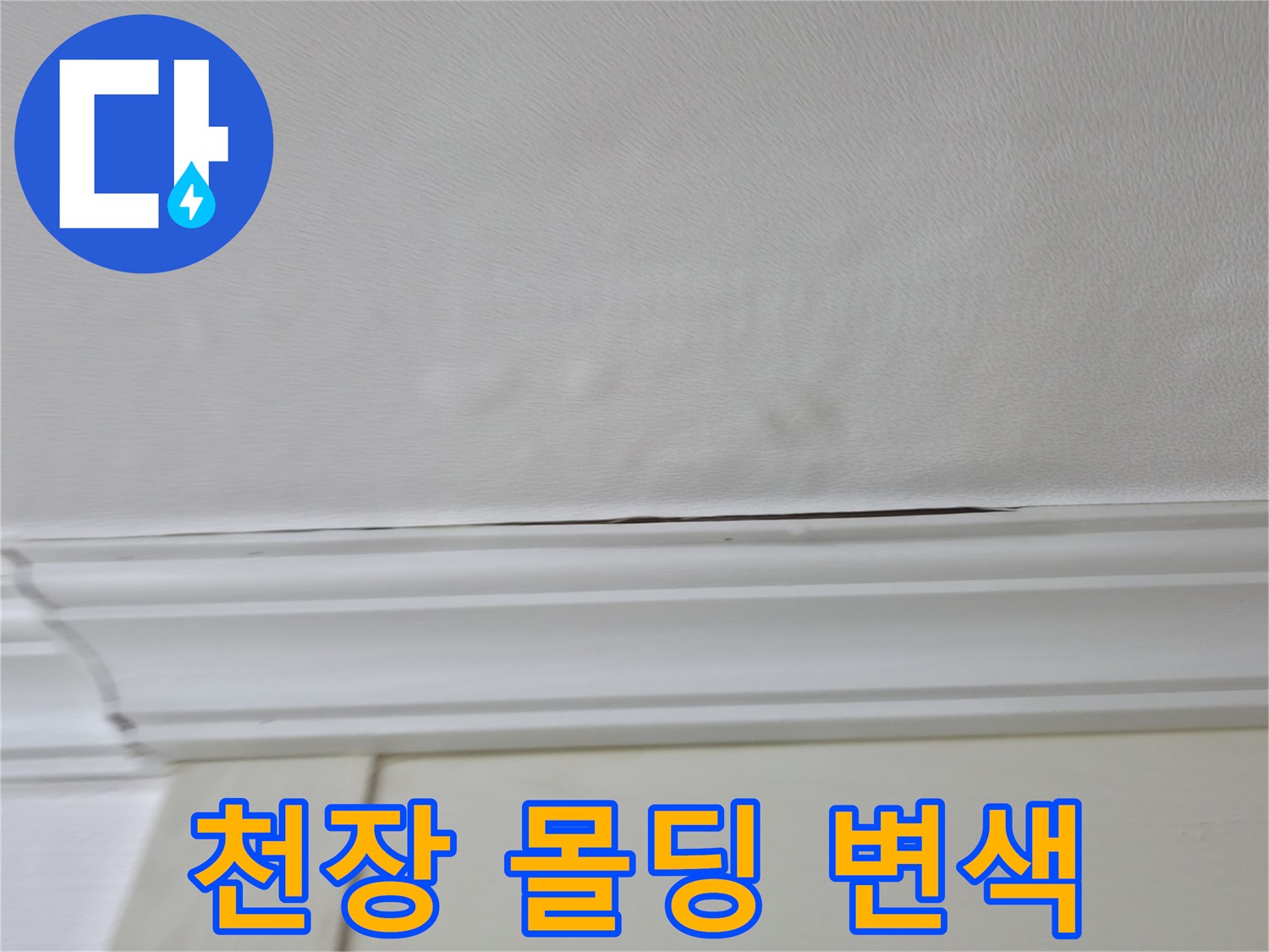 의정부 현장 - 하얀색 몰딩과 천장 접합부에 발생한 누수 흔적
