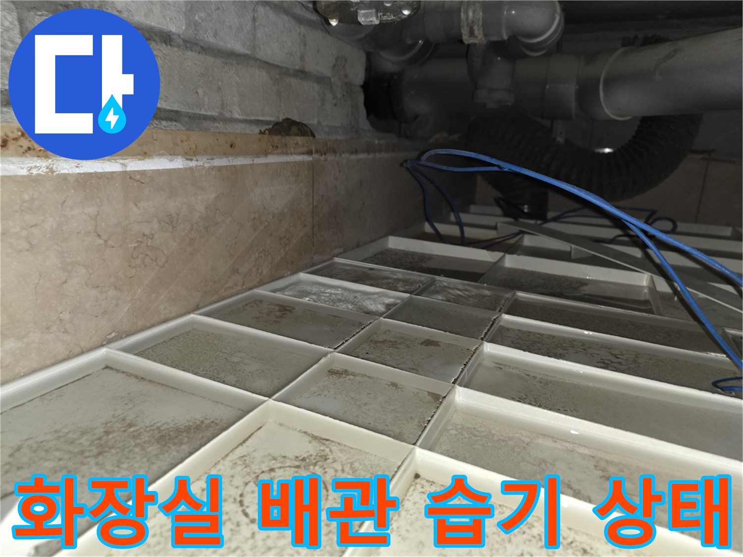 서초구 화장실-천장 내부 배관 주변의 습기와 오염 흔적