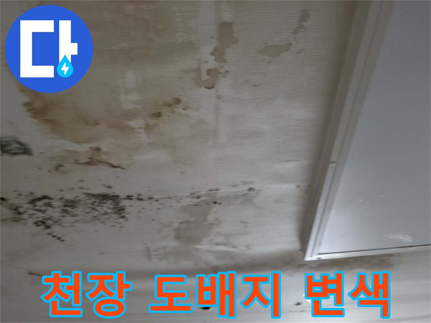 강남구 현장-물샘으로 인해 변색되고 부풀어 오른 천장 벽지