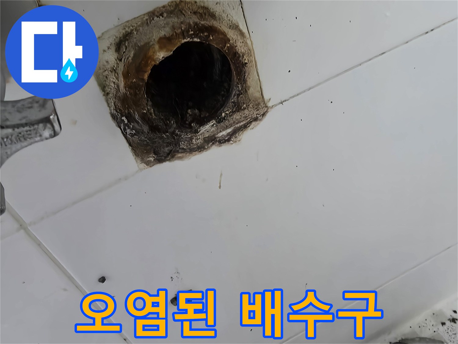 욕실 하수구 입구-부식 및 이물질 퇴적