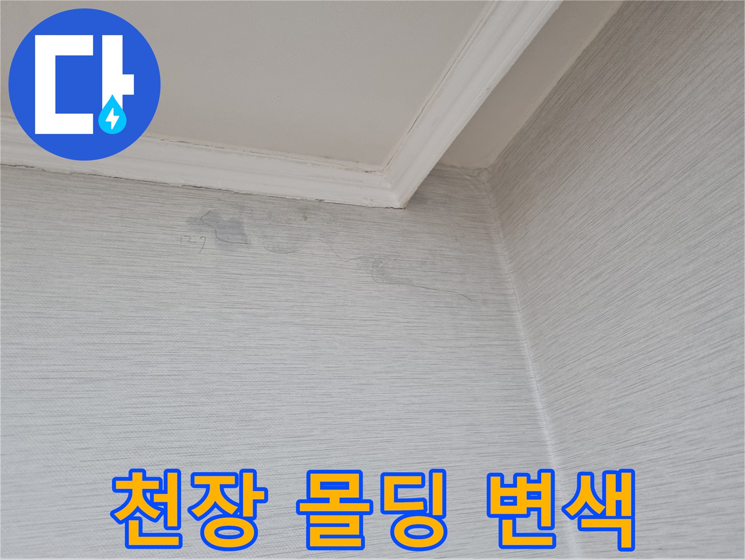 아파트 천장 몰딩-누수로 인한 벽지 오염 상태 기록