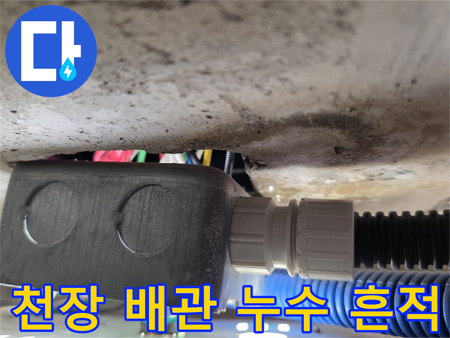 배관 소켓과 주름관 사이의 습윤한 상태