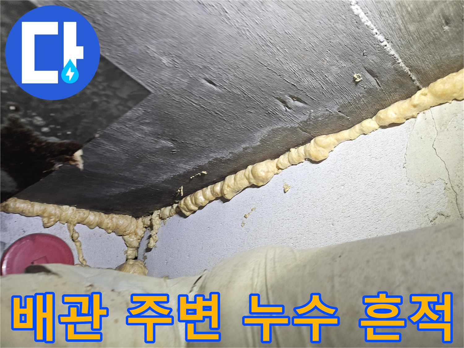 천장-콘크리트-슬래브-배관-주변-습기-및-누수-흔적