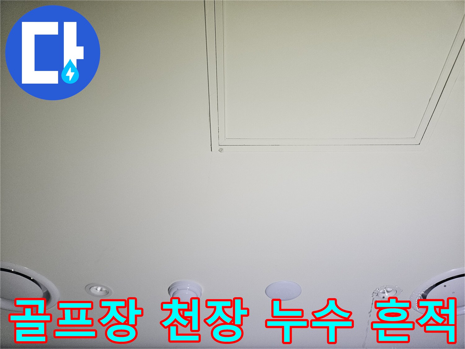용인 기흥구 골프장 천장 매립등 주변의 물샘 자국과 얼룩 상태