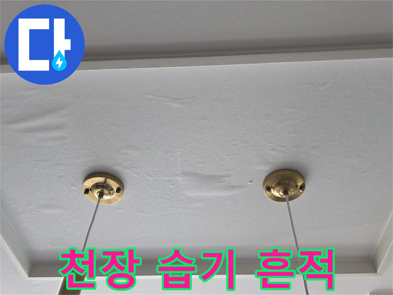 파주 금촌동 현장-젖어 있는 천장 마감재와 물자국 상태