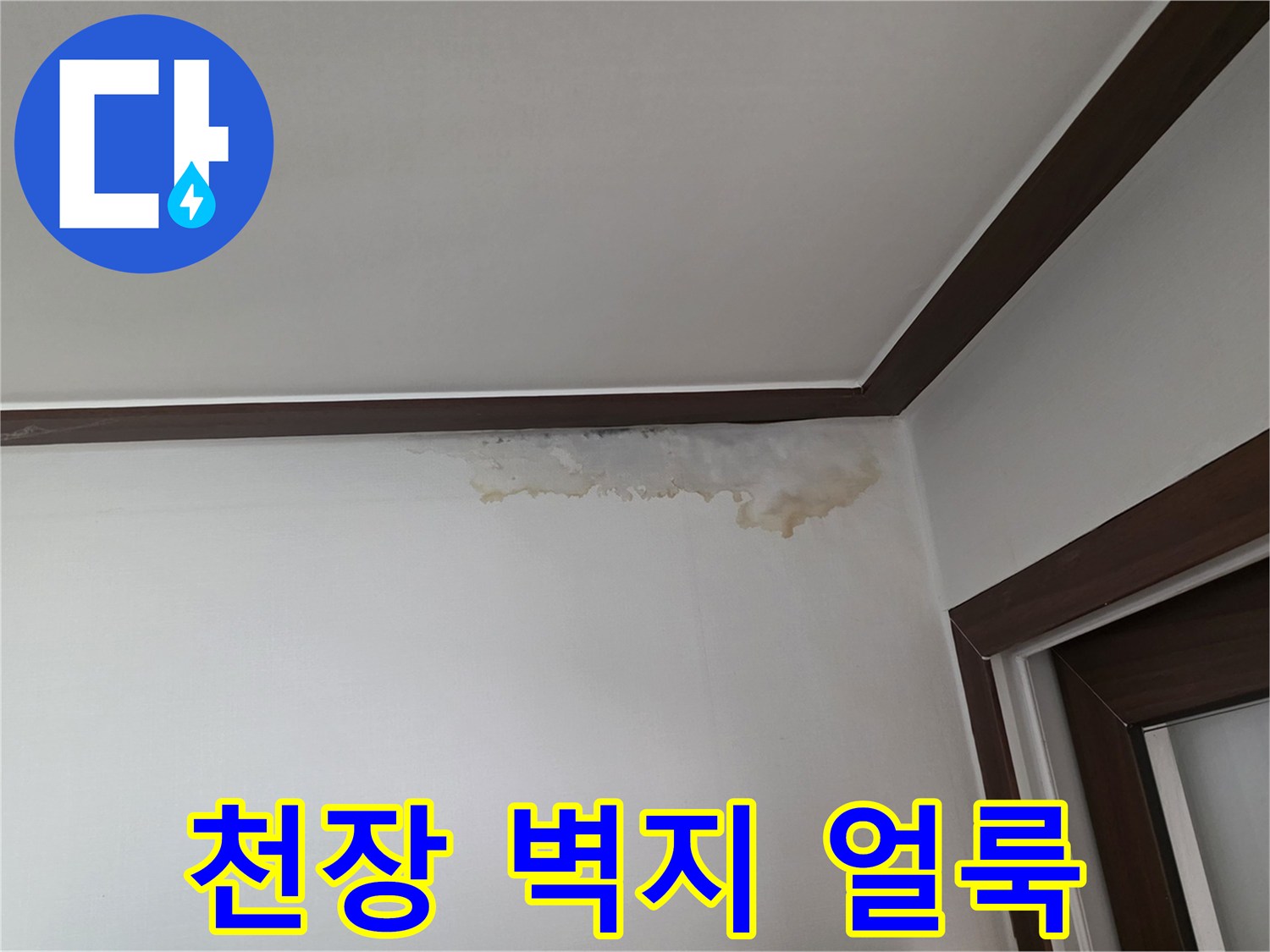 성남 중원구 아파트 천장 벽지에 발생한 누수 흔적 및 변색 상태